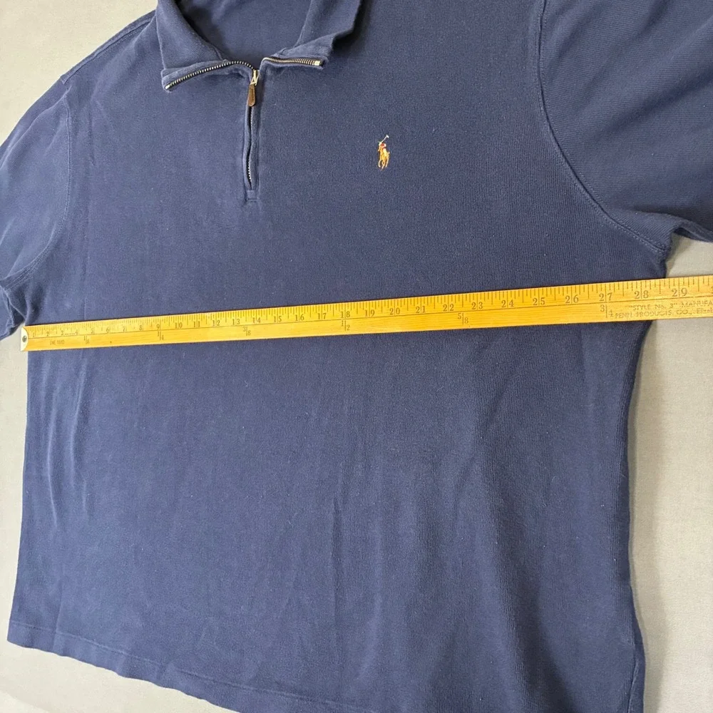 Polo Ralph Lauren Estate Rib Quarter Zip Sweater Men's 2XB Navy Blue Flesh Pony